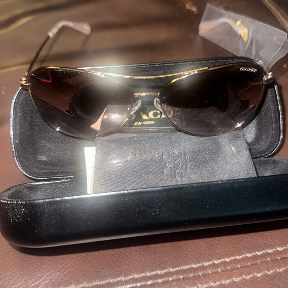 COACH Sunglasses - Shiny Light Gold / Rose Gold Gradient Flash Lens (90056F) - Picture 4 of 7